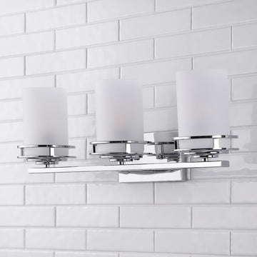 Fairfax Metal/Frosted Glass Contemporary Glam LED Vanity Light - JONATHAN Y